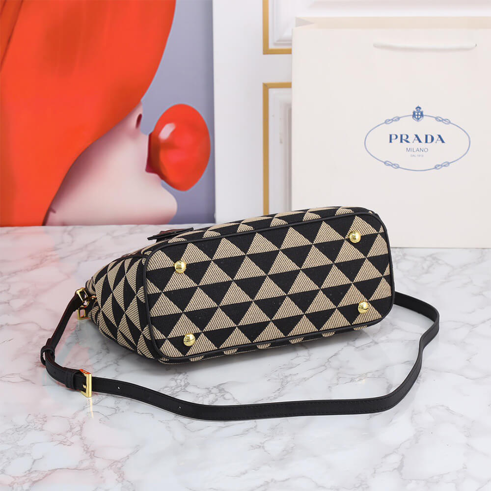 Small Prada Galleria embroidered fabric bag