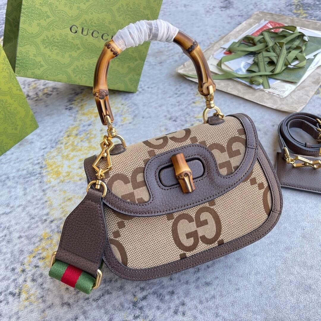 G*u*i bamboo 1947 jumbo gg small top handle bag