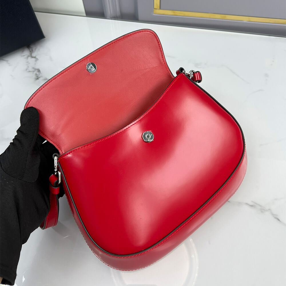 Small Prada Cleo brushed leather shoulder bag with flap