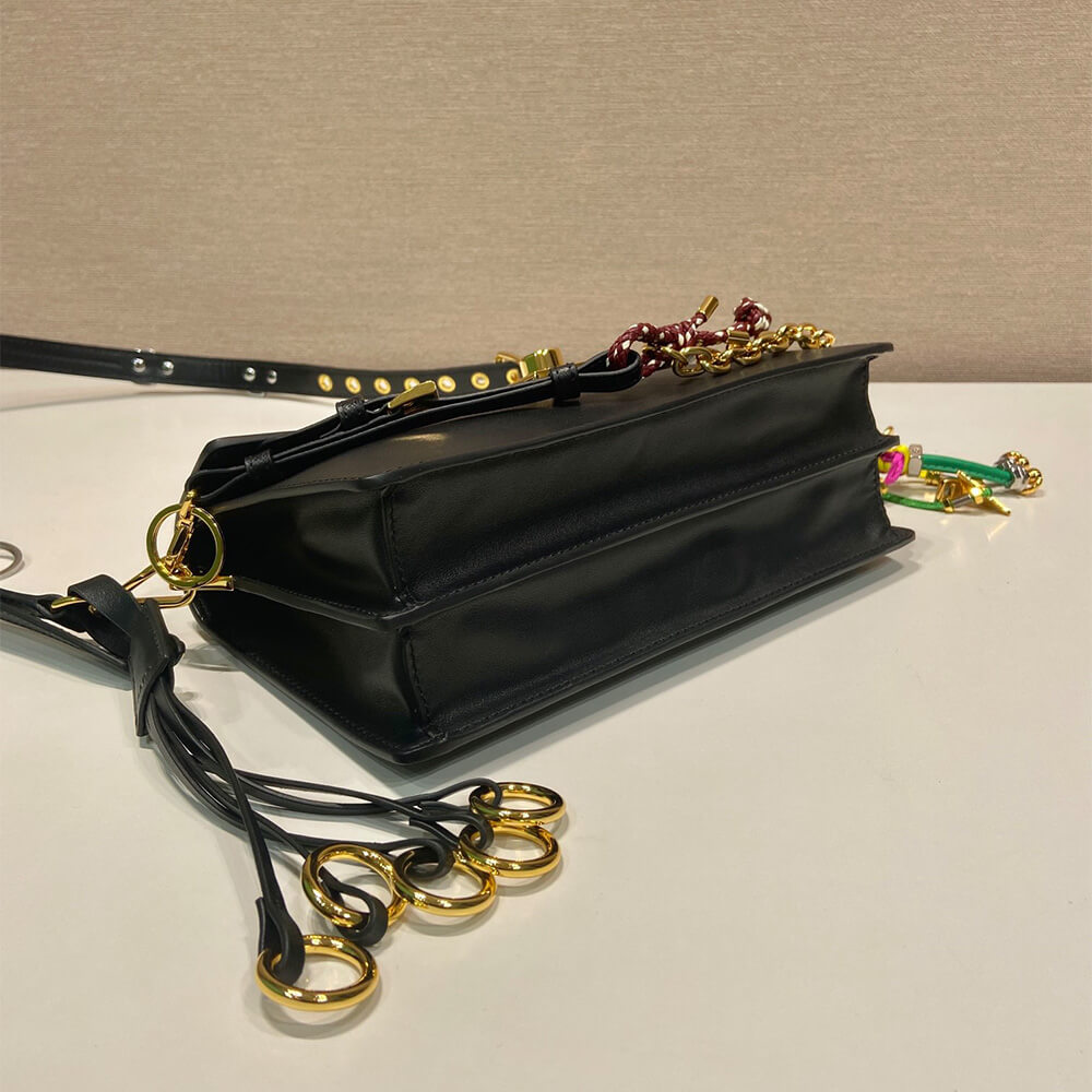 Prada Soft Sound small leather shoulder bag with charms(high-end grade)